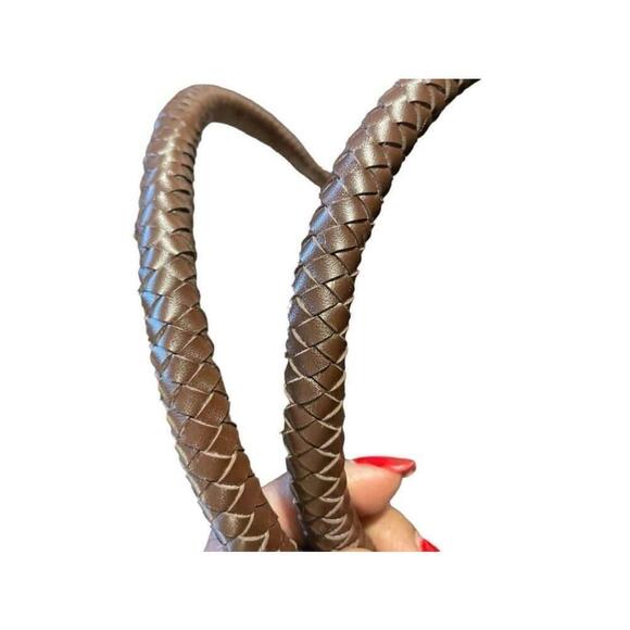 Longaberger Majolica Small Green Floral Tapestry shoulder handbag Brown handles - Picture 3 of 6